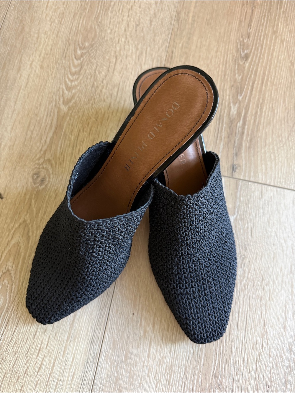 Donald J. Pliner Black Knit Square Toe Mules